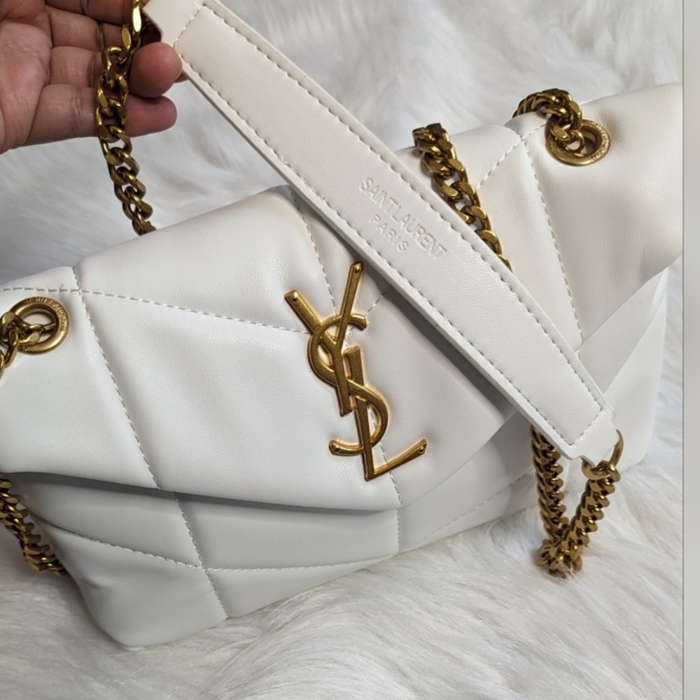 saint Laurent white toy puffer bag